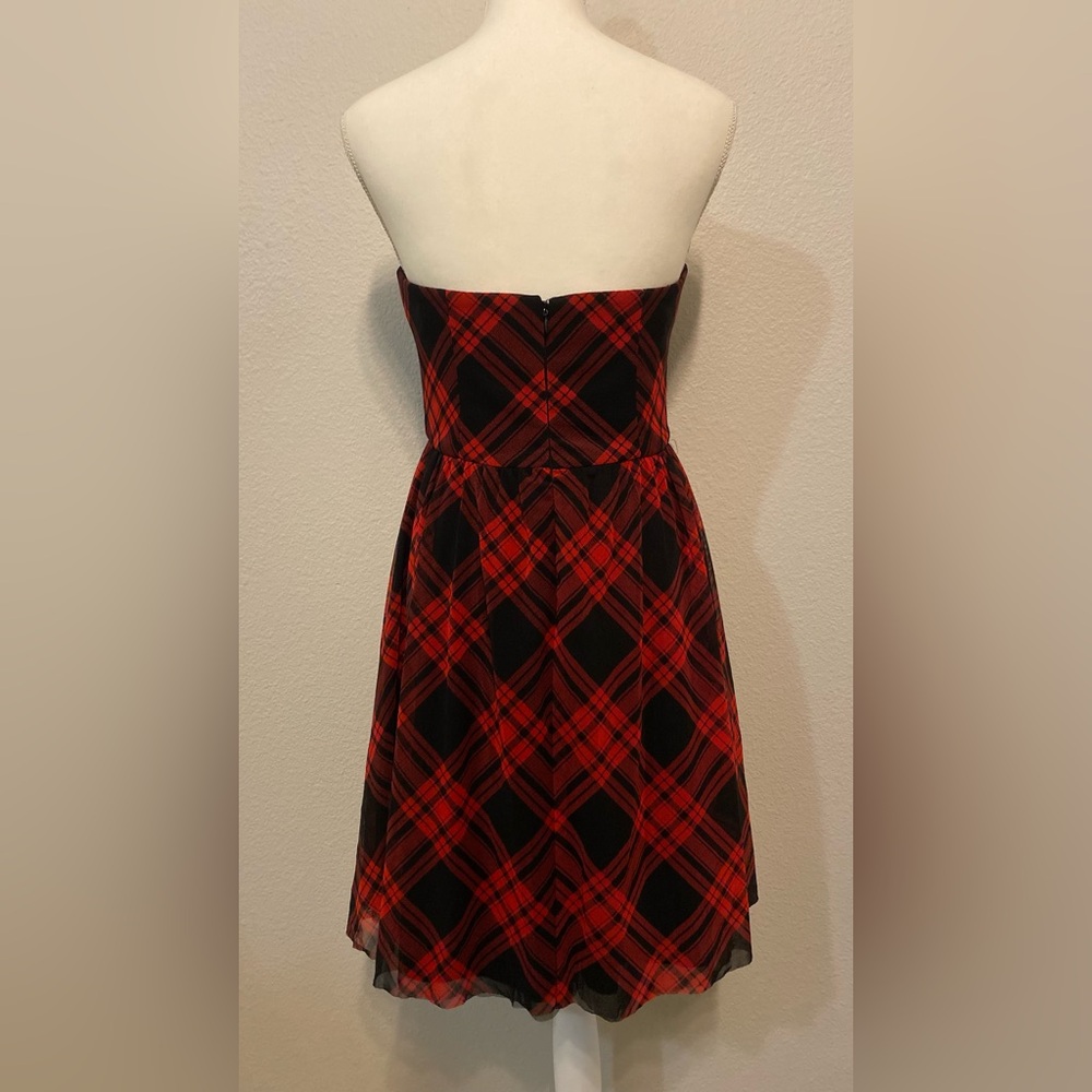 Betsey Johnson Plaid Strapless Mini Dress Size 6 - Picture 9 of 14